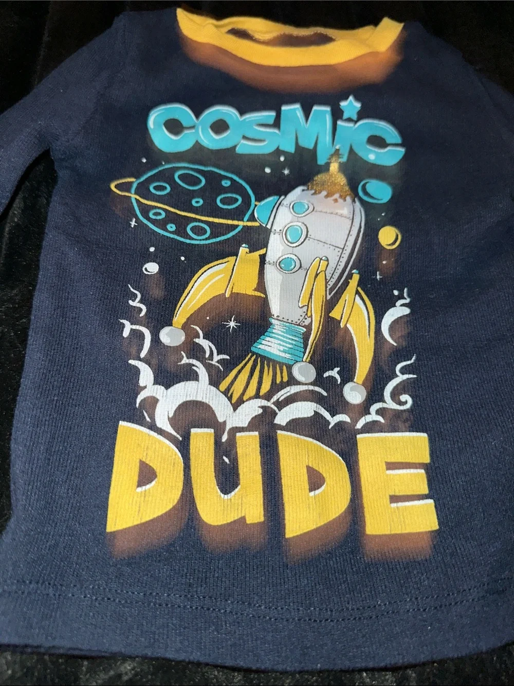 Kidgets Navy and Yellow Space Rocket Pajama Set